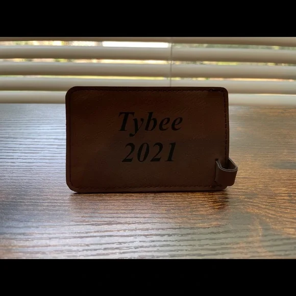 Brown Leather “Tybee 2021” Luggage Tag Tybee Beach Savannah Beach Savannah, GA - Picture 5 of 6